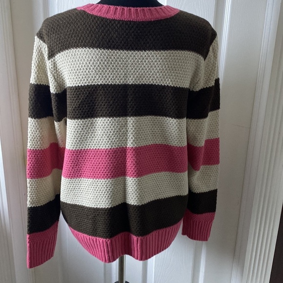 St John’s Bay Women’s Crewneck Sweater Beige Brown Pink sz L NWT - Picture 5 of 6